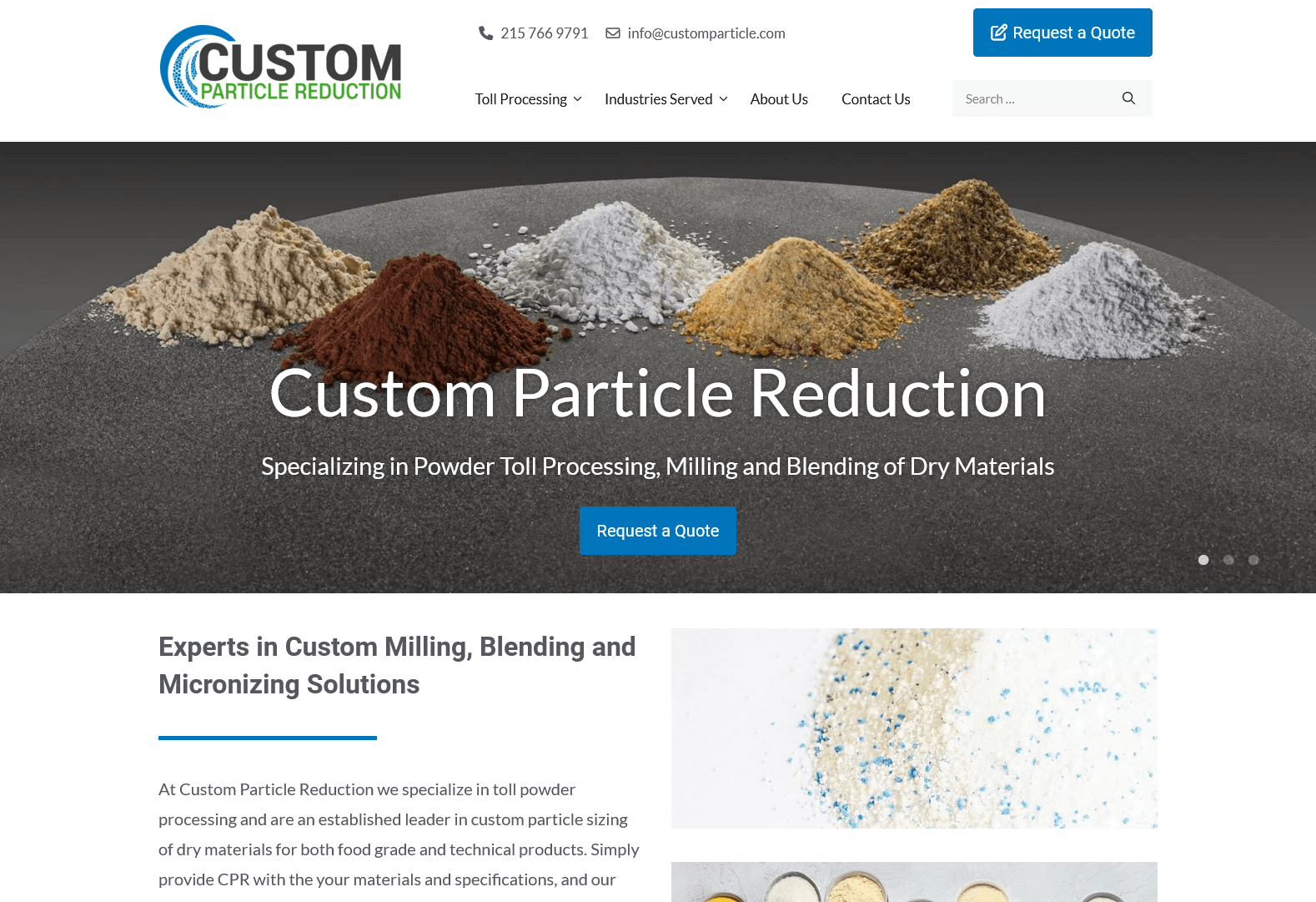 custom particle reduction homepage